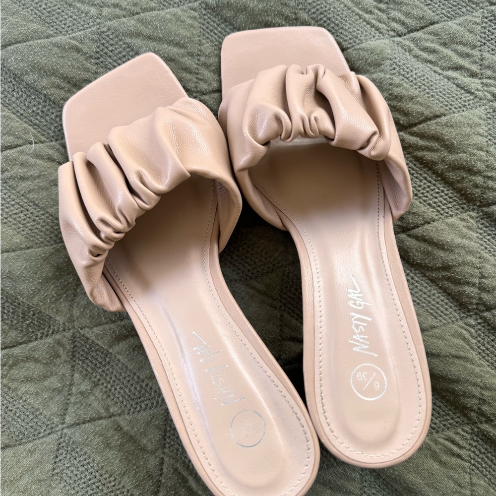 Nasty Gal Nude Slide Heels